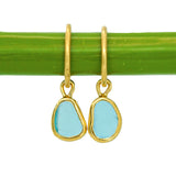 Blue Sea Glass Hoops - Gold Vermeil