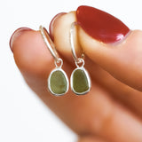 Green Sea Glass Hoops