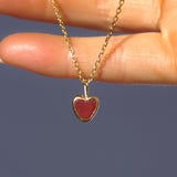 Red Sea Glass Heart Necklace, Gold Vermeil