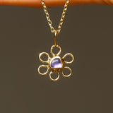 Sea Glass Flower Necklace - Gold Vermeil