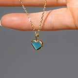 Blue Sea Glass Heart Necklace, Gold Vermeil