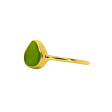 Green Sea Glass, Gold Vermeil - Size R