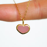 Pink Sea Glass Heart Necklace, Gold Vermeil