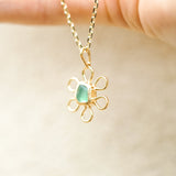 Sea Glass Flower Necklace - Gold Vermeil