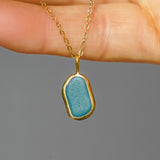 Blue Sea Glass Necklace - Gold Vermeil