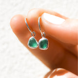 Green Sea Glass Hoops