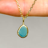 Blue Sea Glass Necklace - Gold Vermeil