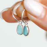 Blue Sea Glass Hoops