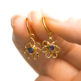 Purple Sea Glass Flower Hoops - Gold Vermeil
