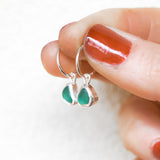 Green Sea Glass Hoops