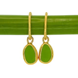 Green Sea Glass Hoops - Gold Vermeil