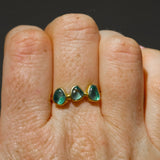 Green Sea Glass, Gold Vermeil - Size U 1/2