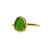 Green Sea Glass, Gold Vermeil - Size N 1/2