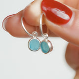 Blue Sea Glass Hoops