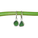 Green Sea Glass Hoops