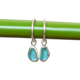 Blue Sea Glass Hoops