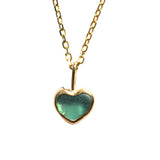 Green Sea Glass Heart Necklace, Gold Vermeil