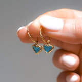 Sea Glass Heart Hoops, Gold Vermeil
