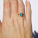 Blue Sea Glass, Gold Vermeil - Size N