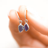 Purple Sea Glass Hoops