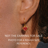 Red Sea Glass Heart Hoops, Gold Vermeil