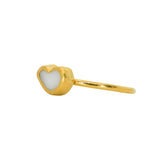 White Sea Glass Heart, Gold Vermeil - Size P