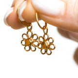 Yellow/Orange Sea Glass Flower Hoops - Gold Vermeil