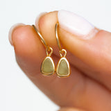Green Sea Glass Hoops - Gold Vermeil