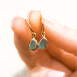 Green Sea Glass Hoops - Gold Vermeil
