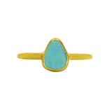 Blue Sea Glass, Gold Vermeil - Size O