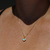 Blue Sea Glass Heart Necklace, Gold Vermeil