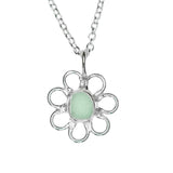 Green Sea Glass Flower Necklace