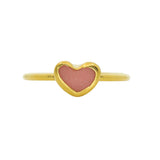 Pink Sea Glass Heart, Gold Vermeil - Size S