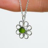 Green Sea Glass Flower Necklace