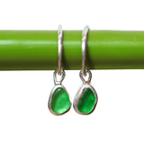 Green Sea Glass Hoops