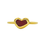 Red Sea Glass Heart, Gold Vermeil - Size N