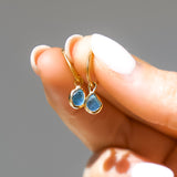 Blue Sea Glass Hoops - Gold Vermeil