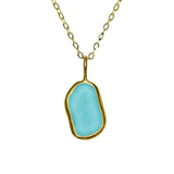 Blue Sea Glass Necklace - Gold Vermeil