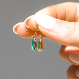 Green Sea Glass Hoops - Gold Vermeil