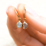 Light Blue Sea Glass Hoops - Gold Vermeil