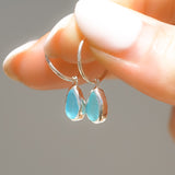 Blue Sea Glass Hoops