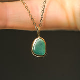 Green Sea Glass Necklace - Gold Vermeil