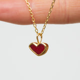 Red Sea Glass Heart Necklace, Gold Vermeil