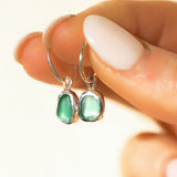 Green Sea Glass Hoops