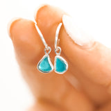 Blue Sea Glass Hoops