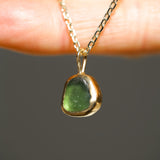 Green Sea Glass Necklace - Gold Vermeil