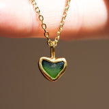Green Sea Glass Heart Necklace, Gold Vermeil