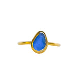 Blue Sea Glass, Gold Vermeil - Size S