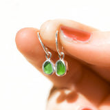 Green Sea Glass Hoops