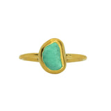 Green Sea Glass, Gold Vermeil - Size S